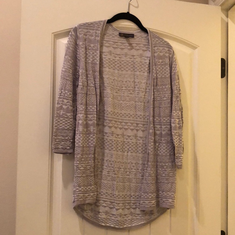 Grey and cream Aztec print open front cardigan